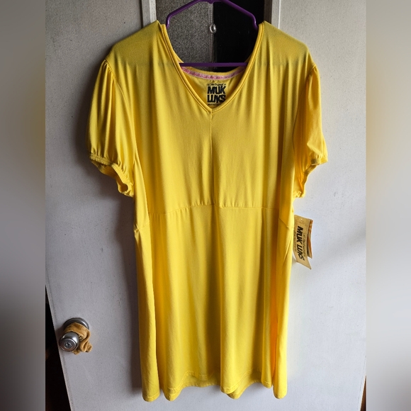 Muk Luks Tops - Muk Luks Cloud Knit Women's Sunny Yellow Short Sleeve Dress